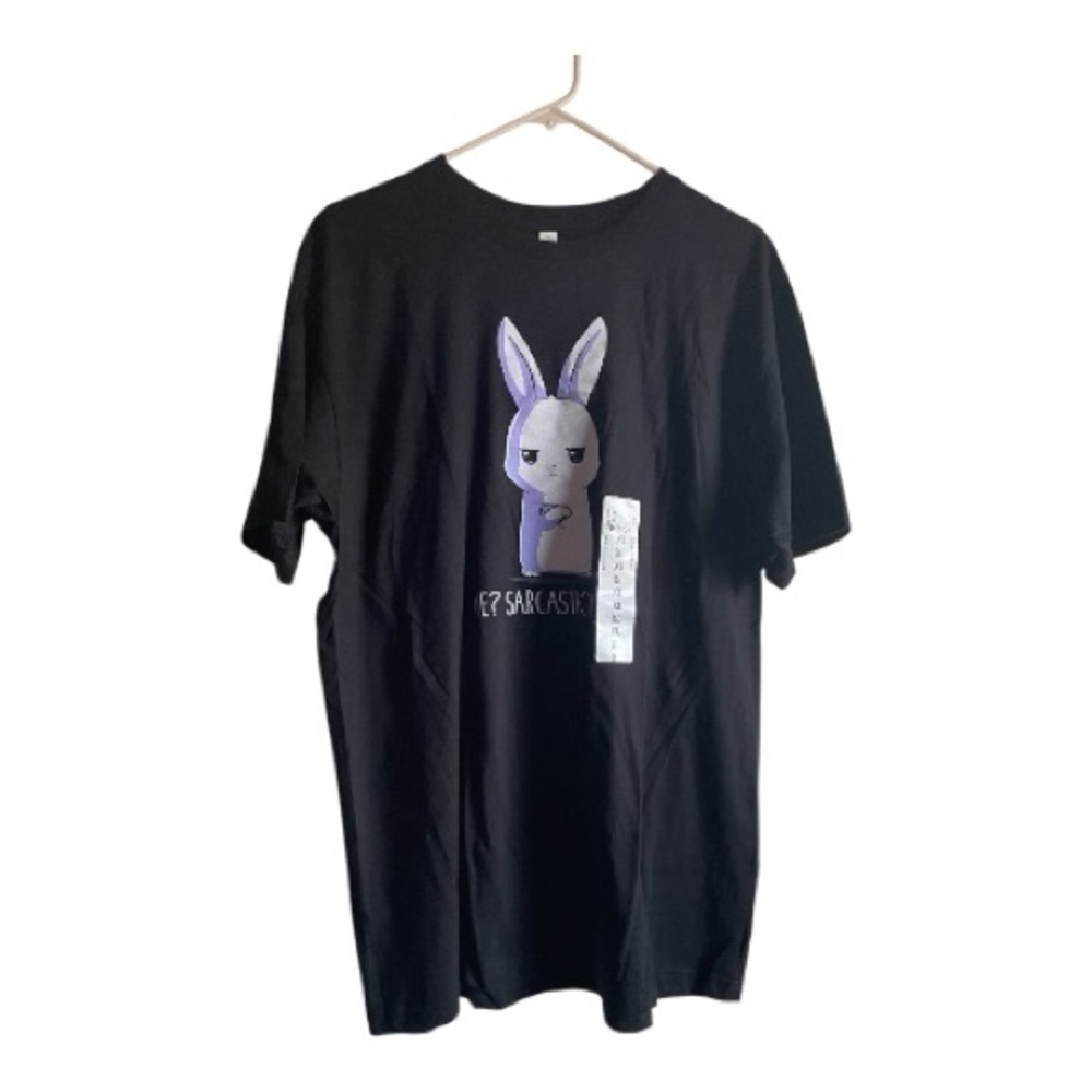 L.A.T Apparel Size XL Black T-Shirt with Purple Bunny Design